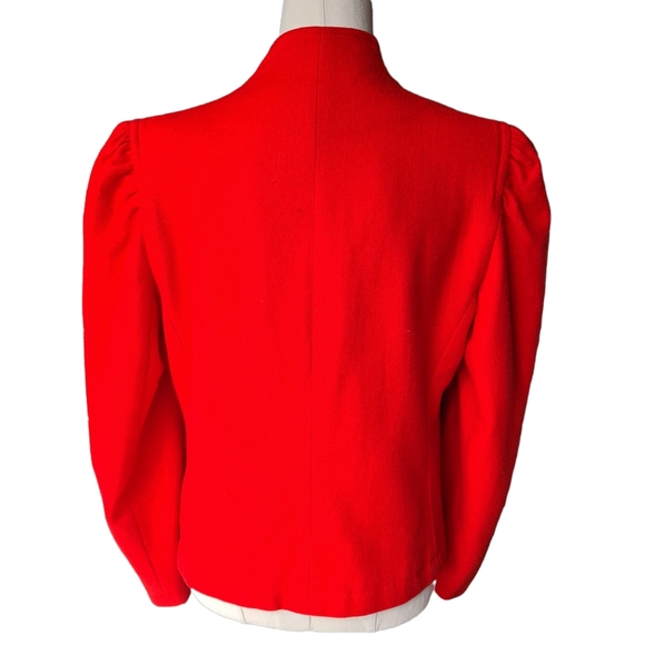 VINTAGE 80s Wool Blend 12 Red Elegant Coat Jacket - Picture 5 of 16
